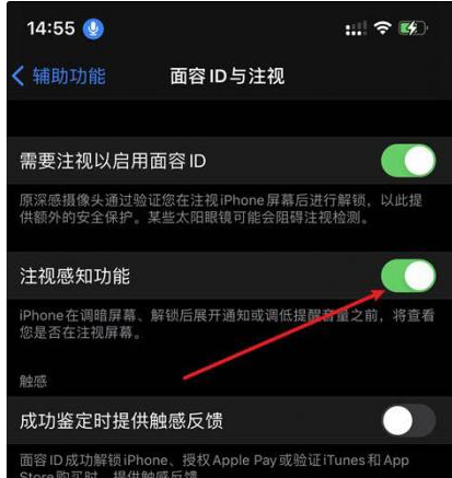乌烈镇苹果14维修网点分享iPhone14注视感知功能有什么用 